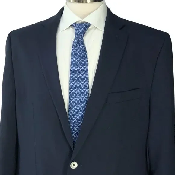 Michael Kors Mens Size 42L Blazer Jacket Sport Coat Navy Blue Metal Buttons